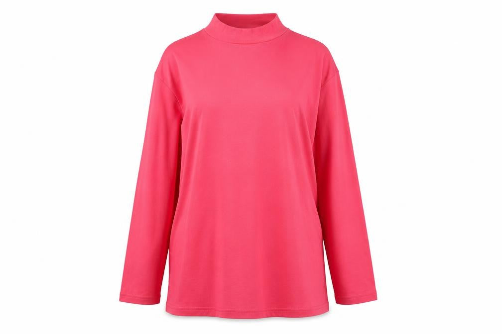 Cotton Traders Women's Pink Mock Neck Long Sleeve T-Shirt Size 20