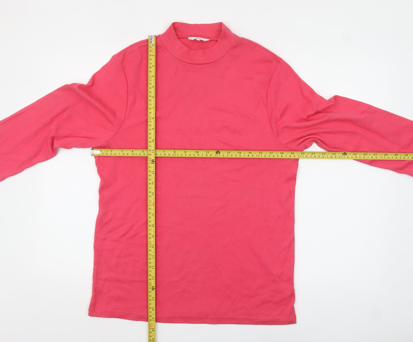 Cotton Traders Women's Pink Mock Neck Long Sleeve T-Shirt Size 20