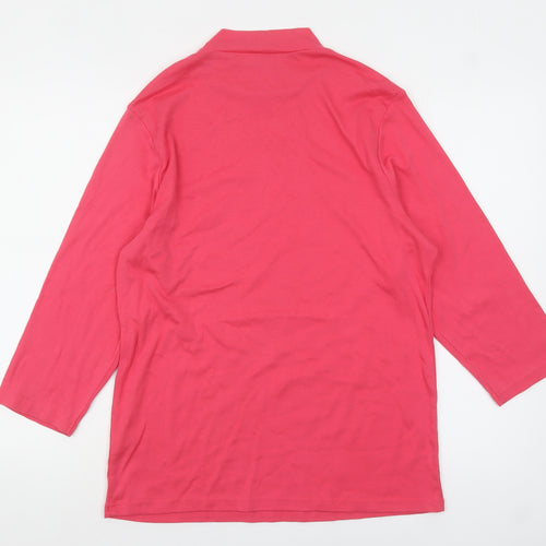 Cotton Traders Women's Pink Mock Neck Long Sleeve T-Shirt Size 20