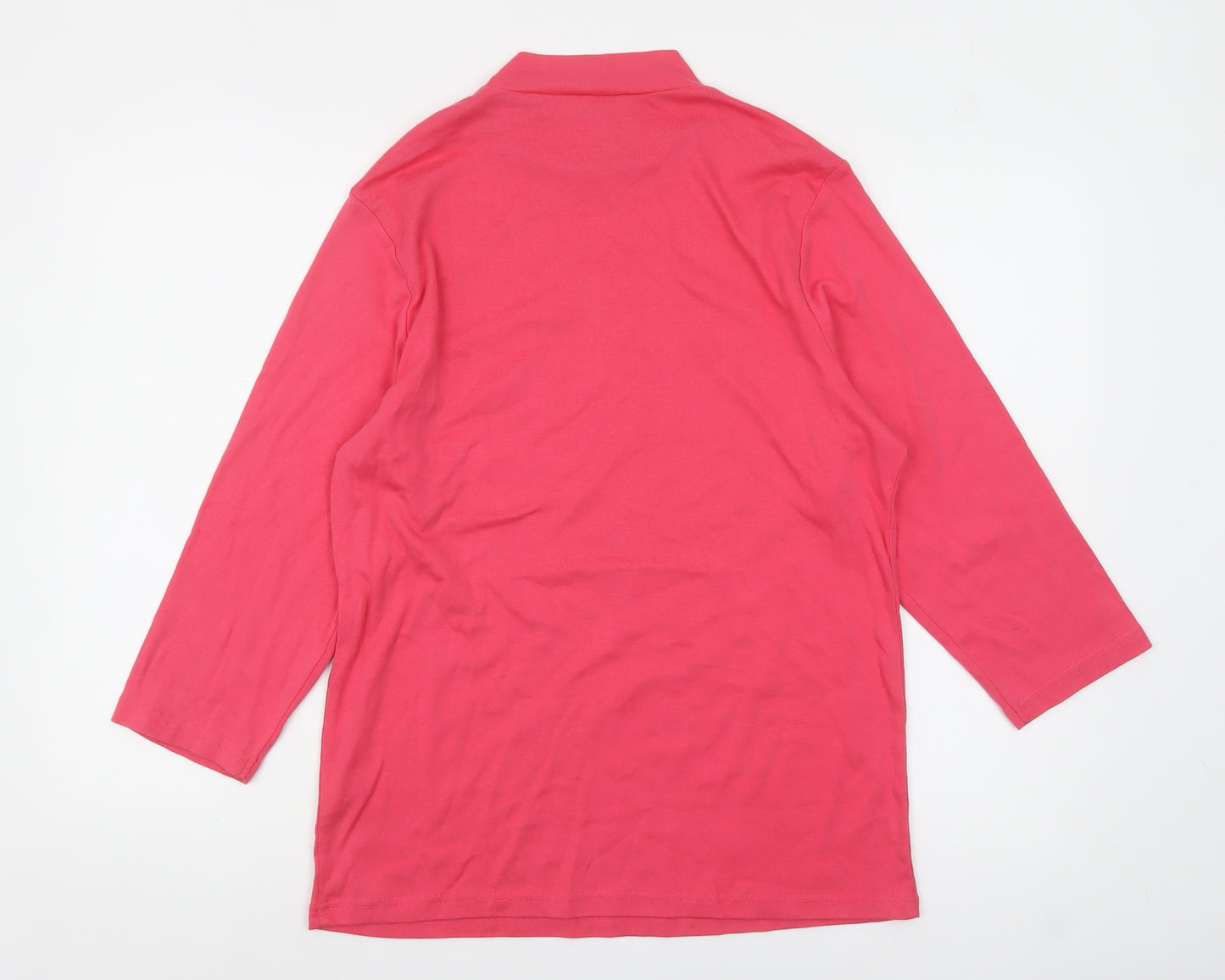 Cotton Traders Women's Pink Mock Neck Long Sleeve T-Shirt Size 20