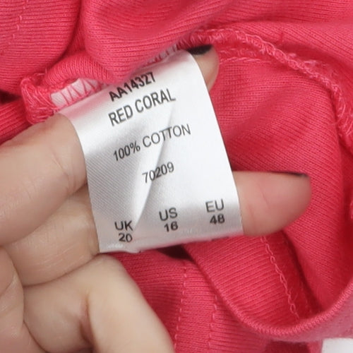 Cotton Traders Women's Pink Mock Neck Long Sleeve T-Shirt Size 20