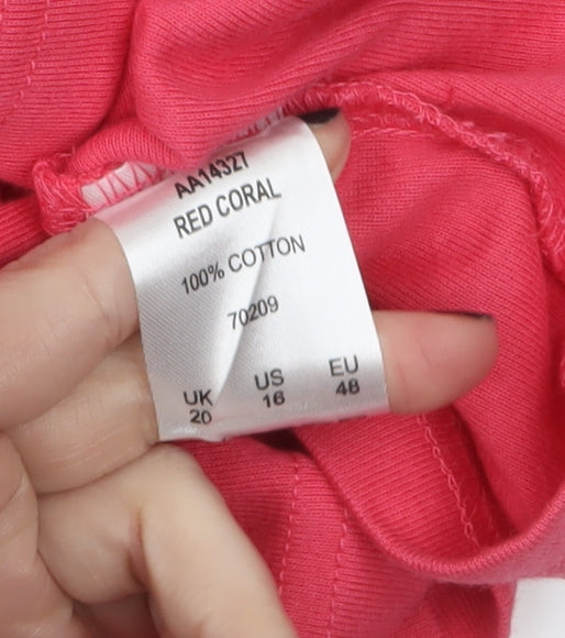 Cotton Traders Women's Pink Mock Neck Long Sleeve T-Shirt Size 20