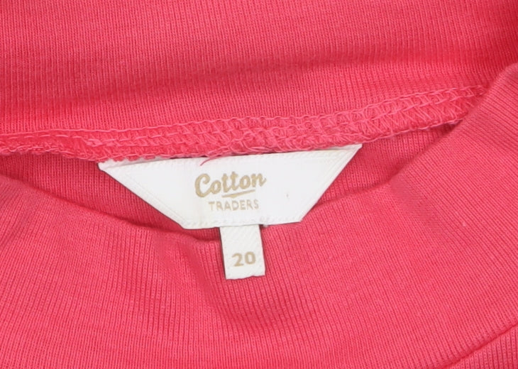 Cotton Traders Women's Pink Mock Neck Long Sleeve T-Shirt Size 20