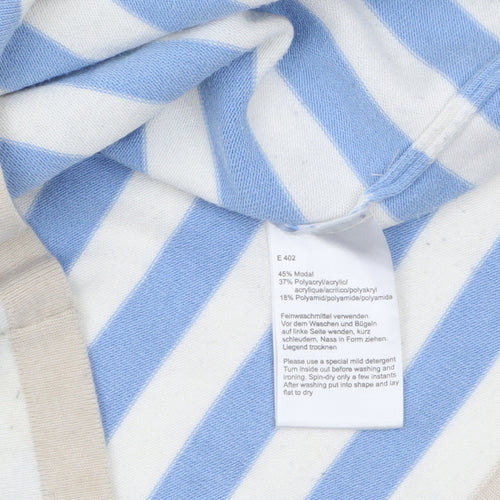 Golléhaug Collection Womens Beige Blue Striped Pullover Jumper Size 12