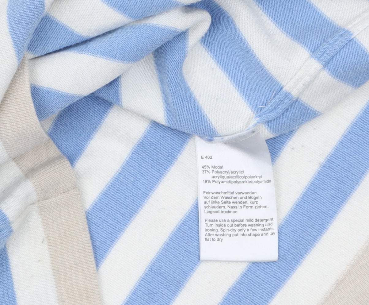 Golléhaug Collection Womens Beige Blue Striped Pullover Jumper Size 12