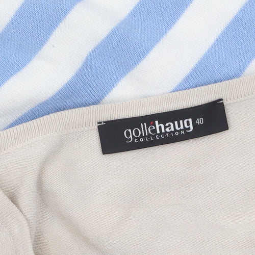 Golléhaug Collection Womens Beige Blue Striped Pullover Jumper Size 12
