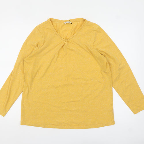 Marks and Spencer Women's Yellow Long Sleeve V-Neck T-Shirt Size 16