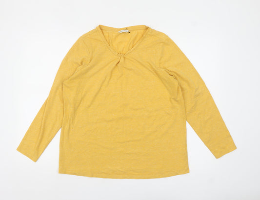 Marks and Spencer Women's Yellow Long Sleeve V-Neck T-Shirt Size 16