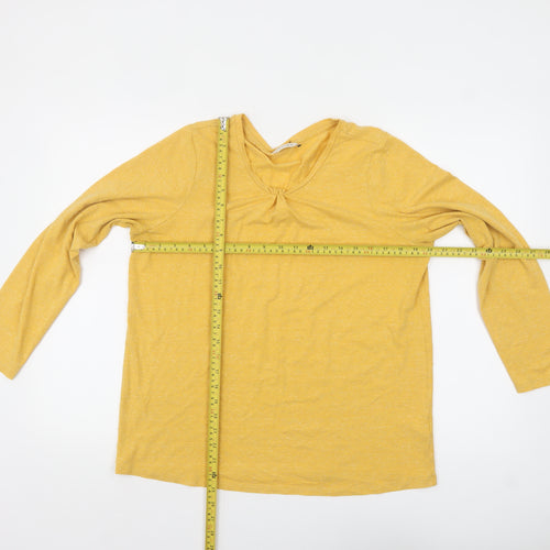 Marks and Spencer Women's Yellow Long Sleeve V-Neck T-Shirt Size 16