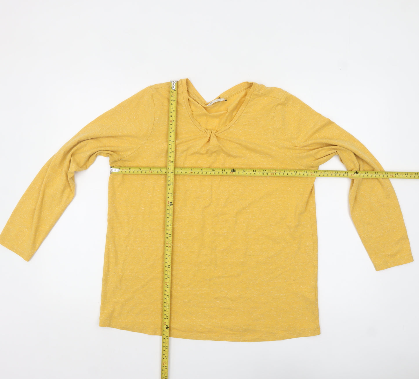 Marks and Spencer Women's Yellow Long Sleeve V-Neck T-Shirt Size 16