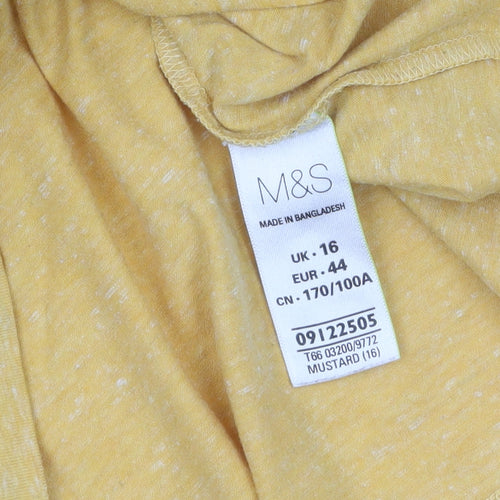 Marks and Spencer Women's Yellow Long Sleeve V-Neck T-Shirt Size 16
