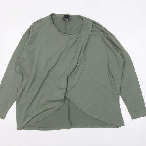 Maxed Womens Green Long Sleeve Wrap Style Jersey Top M