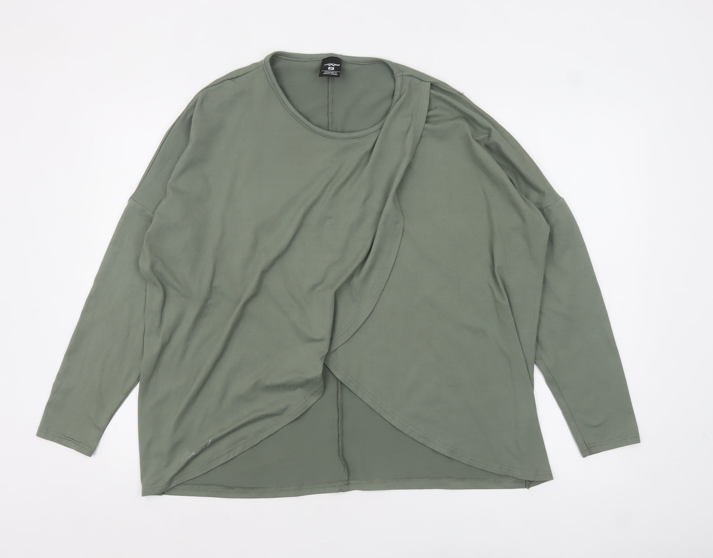 Maxed Womens Green Long Sleeve Wrap Style Jersey Top M