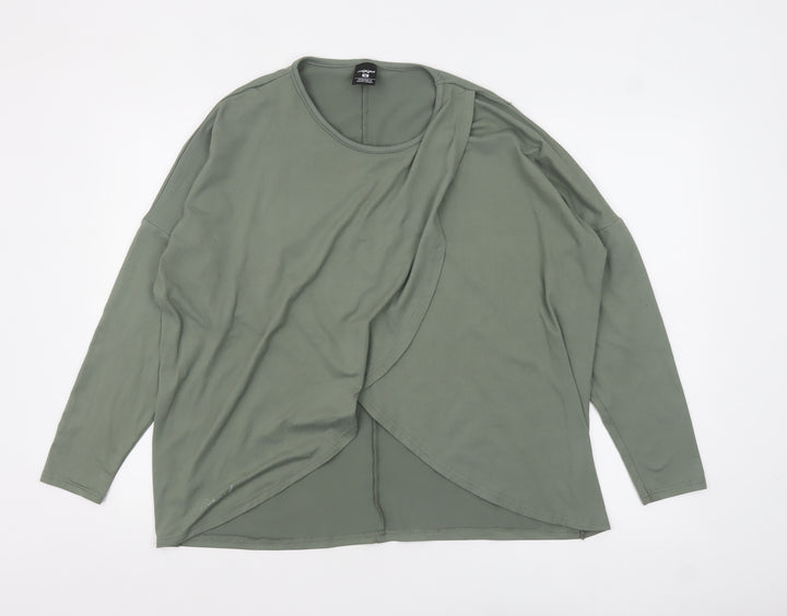 Maxed Womens Green Long Sleeve Wrap Style Jersey Top M