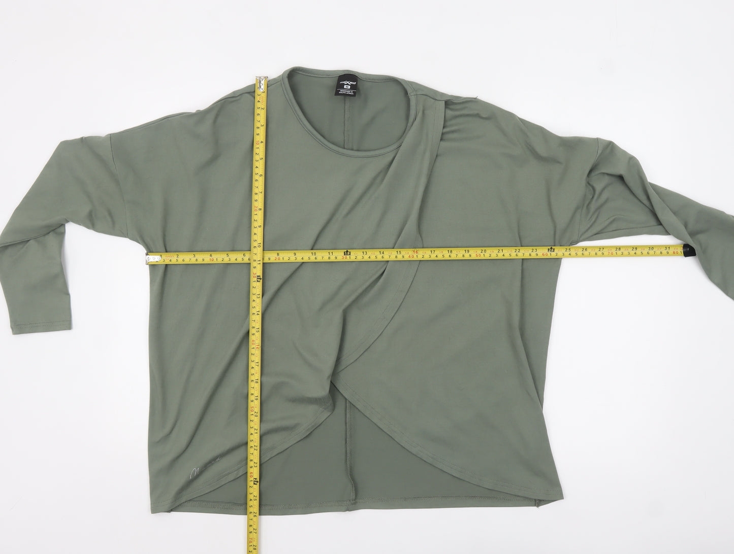 Maxed Womens Green Long Sleeve Wrap Style Jersey Top M