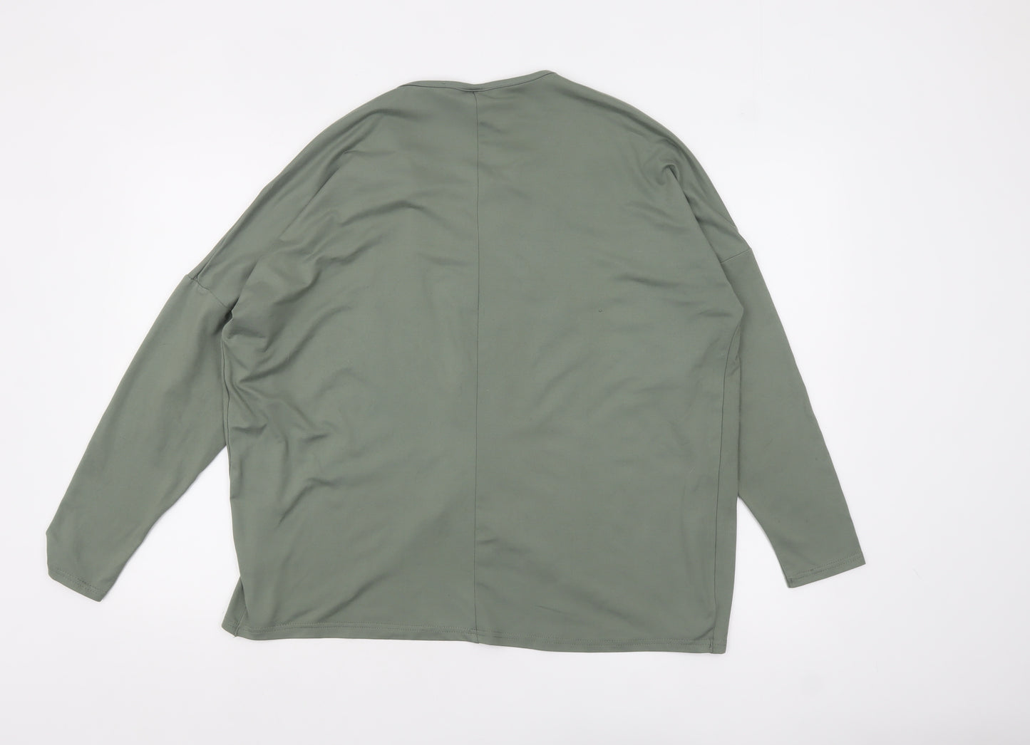 Maxed Womens Green Long Sleeve Wrap Style Jersey Top M