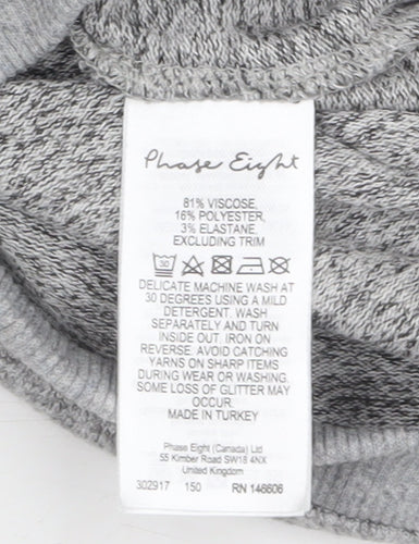 Phase Eight Women Grey Cowl Neck Long Sleeve Tunic Top UK 12