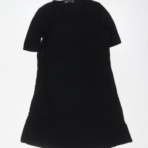 Marks and Spencer Women Black Size 10 Short Sleeve Jersey T-Shirt Dress