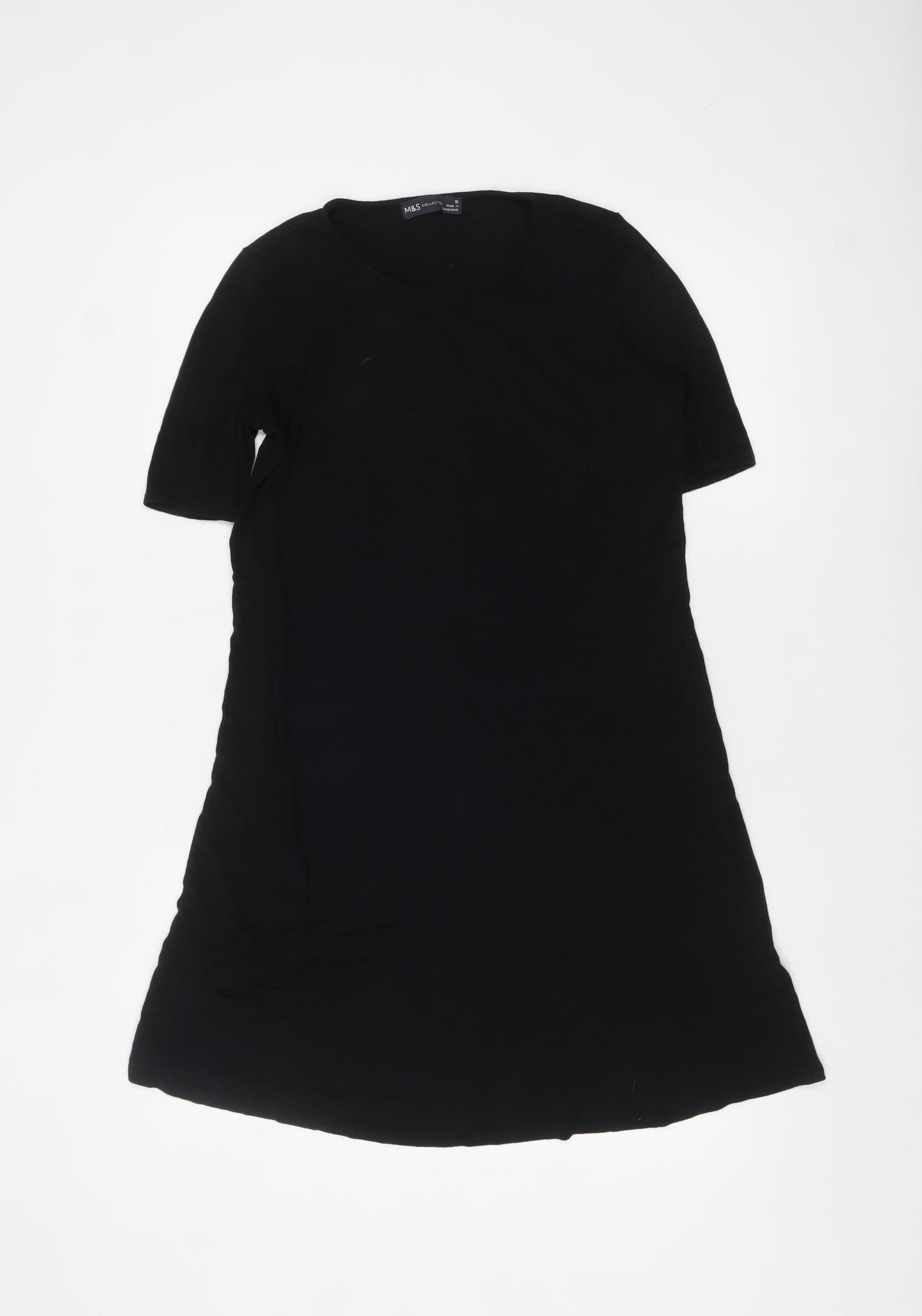Marks and Spencer Women Black Size 10 Short Sleeve Jersey T-Shirt Dress