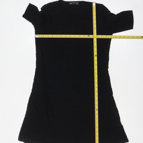 Marks and Spencer Women Black Size 10 Short Sleeve Jersey T-Shirt Dress