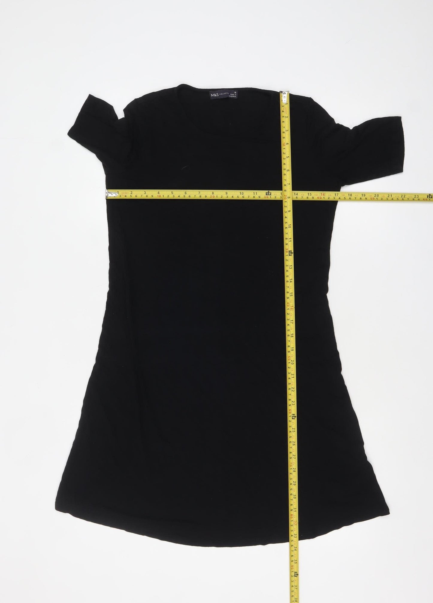 Marks and Spencer Women Black Size 10 Short Sleeve Jersey T-Shirt Dress