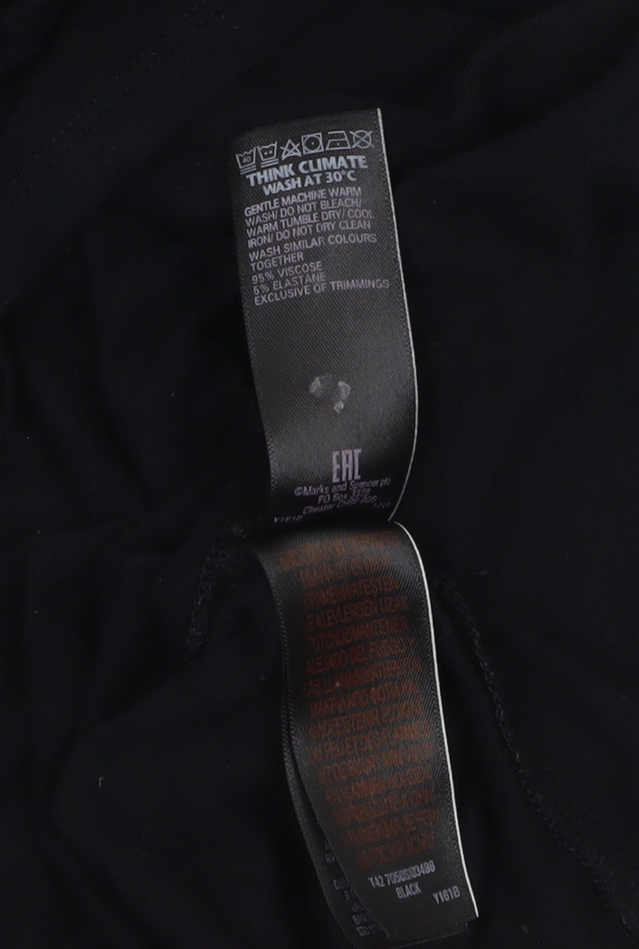 Marks and Spencer Women Black Size 10 Short Sleeve Jersey T-Shirt Dress