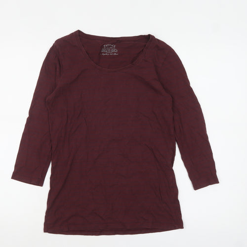 FatFace Women's Red Striped 3/4 Sleeve Basic Cotton Modal T-Shirt Size 10