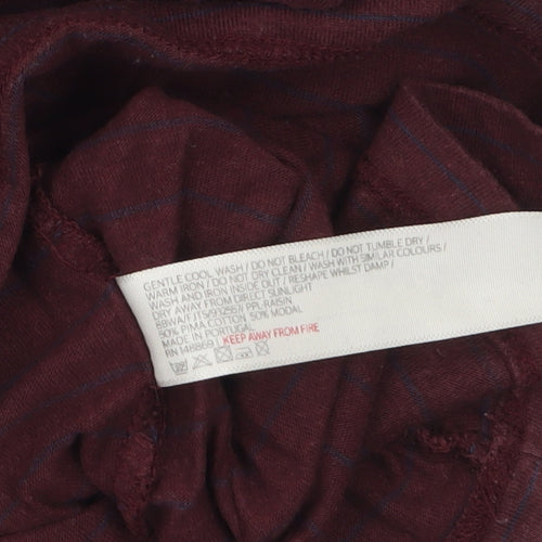 FatFace Women's Red Striped 3/4 Sleeve Basic Cotton Modal T-Shirt Size 10
