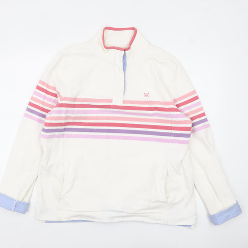 Crew Clothing Company Womens Cream Stripe 1/4 Zip Sweatshirt Size 16