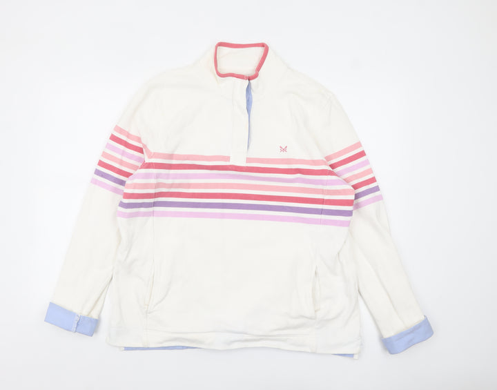 Crew Clothing Company Womens Cream Stripe 1/4 Zip Sweatshirt Size 16