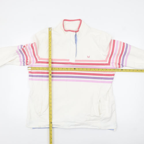 Crew Clothing Company Womens Cream Stripe 1/4 Zip Sweatshirt Size 16