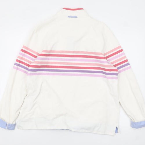 Crew Clothing Company Womens Cream Stripe 1/4 Zip Sweatshirt Size 16