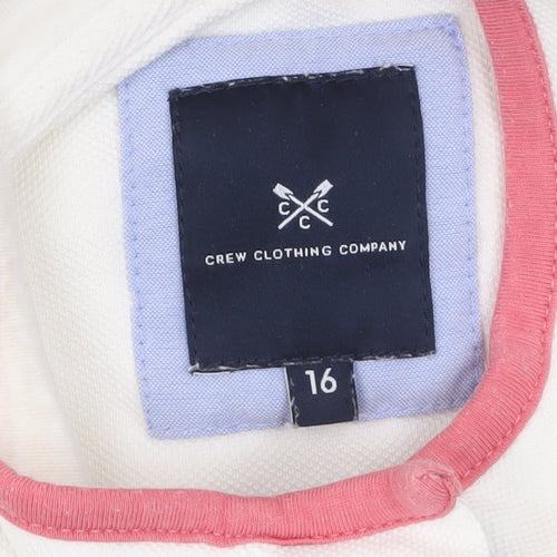 Crew Clothing Company Womens Cream Stripe 1/4 Zip Sweatshirt Size 16