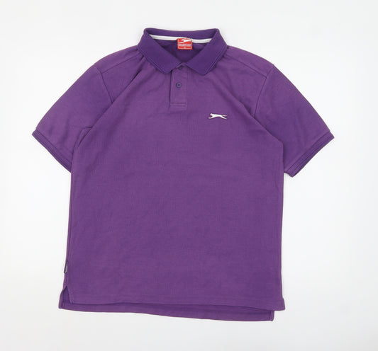 Slazenger Men's Purple Cotton Polo Shirt Medium Classic Fit