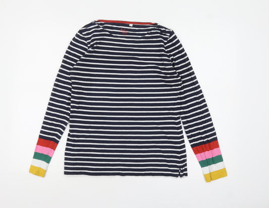 Boden Women’s Multicoloured Striped Long Sleeve Cotton T-Shirt UK 12
