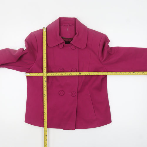 Laura Ashley Women's Pink Cotton Pea Coat Size 14 Double-Breasted Jacket