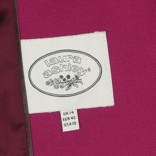 Laura Ashley Women's Pink Cotton Pea Coat Size 14 Double-Breasted Jacket