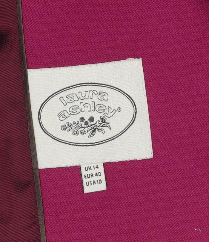 Laura Ashley Women's Pink Cotton Pea Coat Size 14 Double-Breasted Jacket
