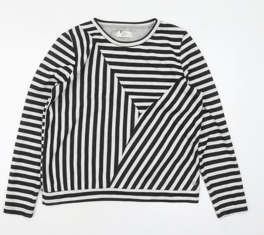 Nümph Women Black White Stripe Long Sleeve Cotton Jersey Top L