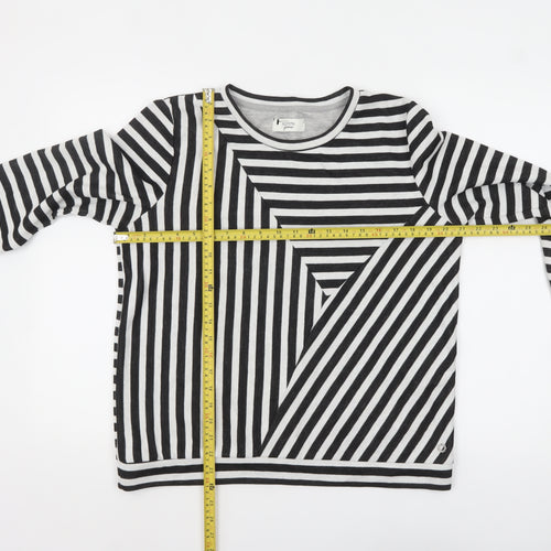 Nümph Women Black White Stripe Long Sleeve Cotton Jersey Top L