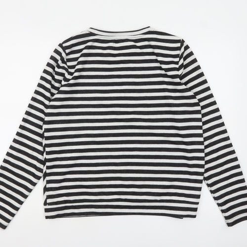 Nümph Women Black White Stripe Long Sleeve Cotton Jersey Top L