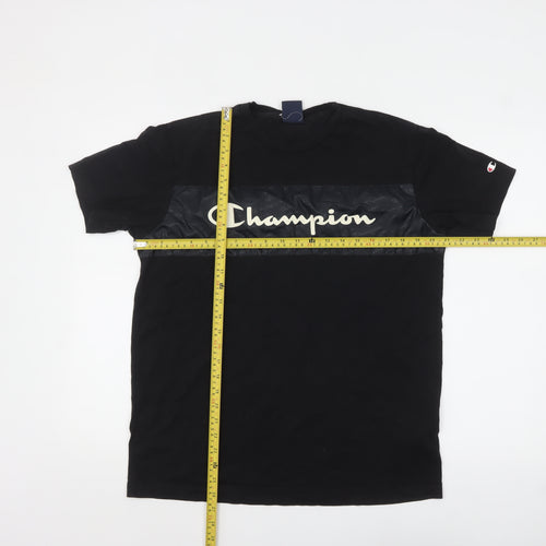 Champion Men's Black Medium Graphic Logo Crew Neck T-Shirt