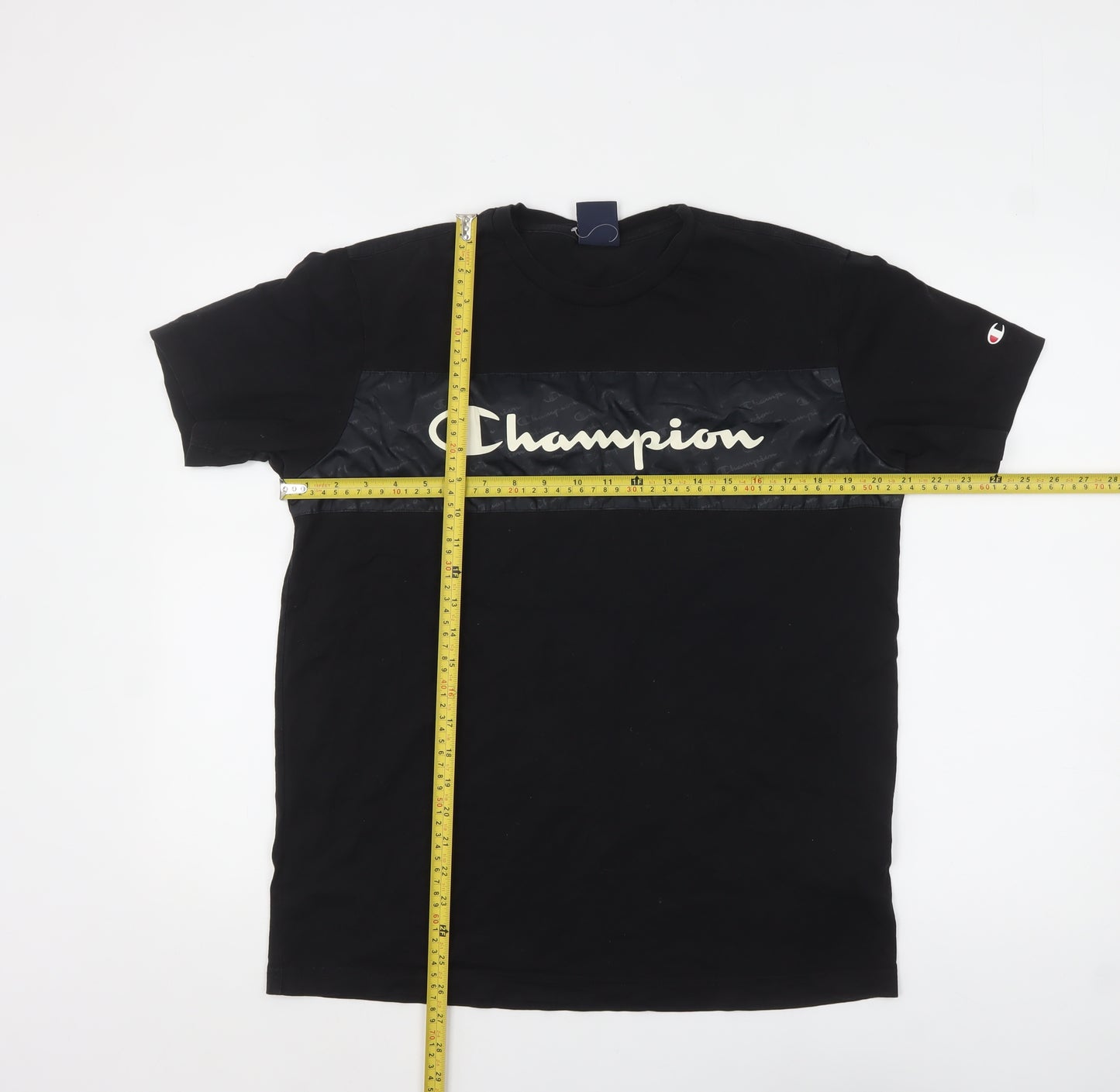 Champion Men's Black Medium Graphic Logo Crew Neck T-Shirt