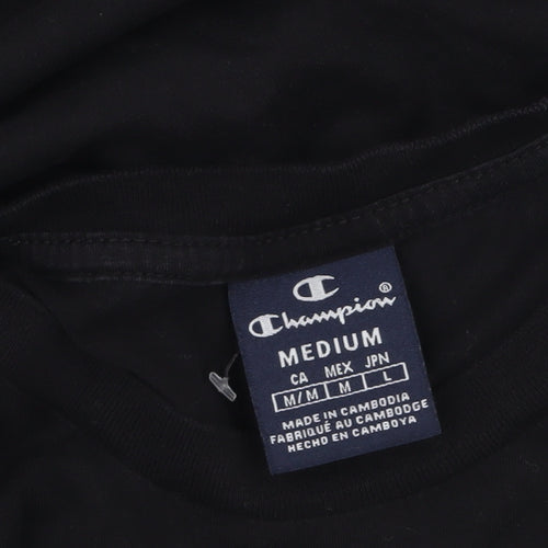 Champion Men's Black Medium Graphic Logo Crew Neck T-Shirt