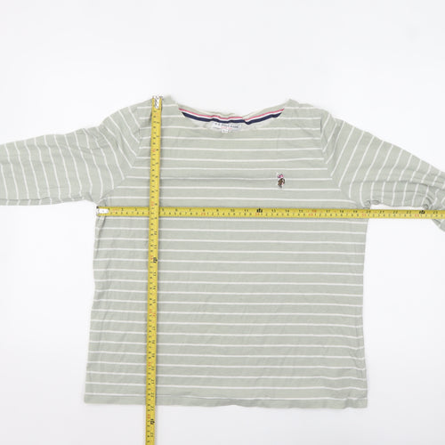 U.S. Polo Assn. Womens Green Striped 3/4 Sleeve Cotton T-Shirt M