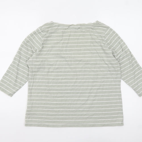 U.S. Polo Assn. Womens Green Striped 3/4 Sleeve Cotton T-Shirt M