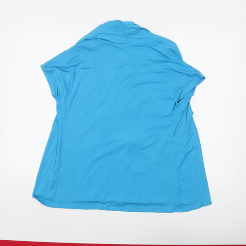 Windsmoor Women Blue Tunic Blouse S V-Neck Short Sleeve