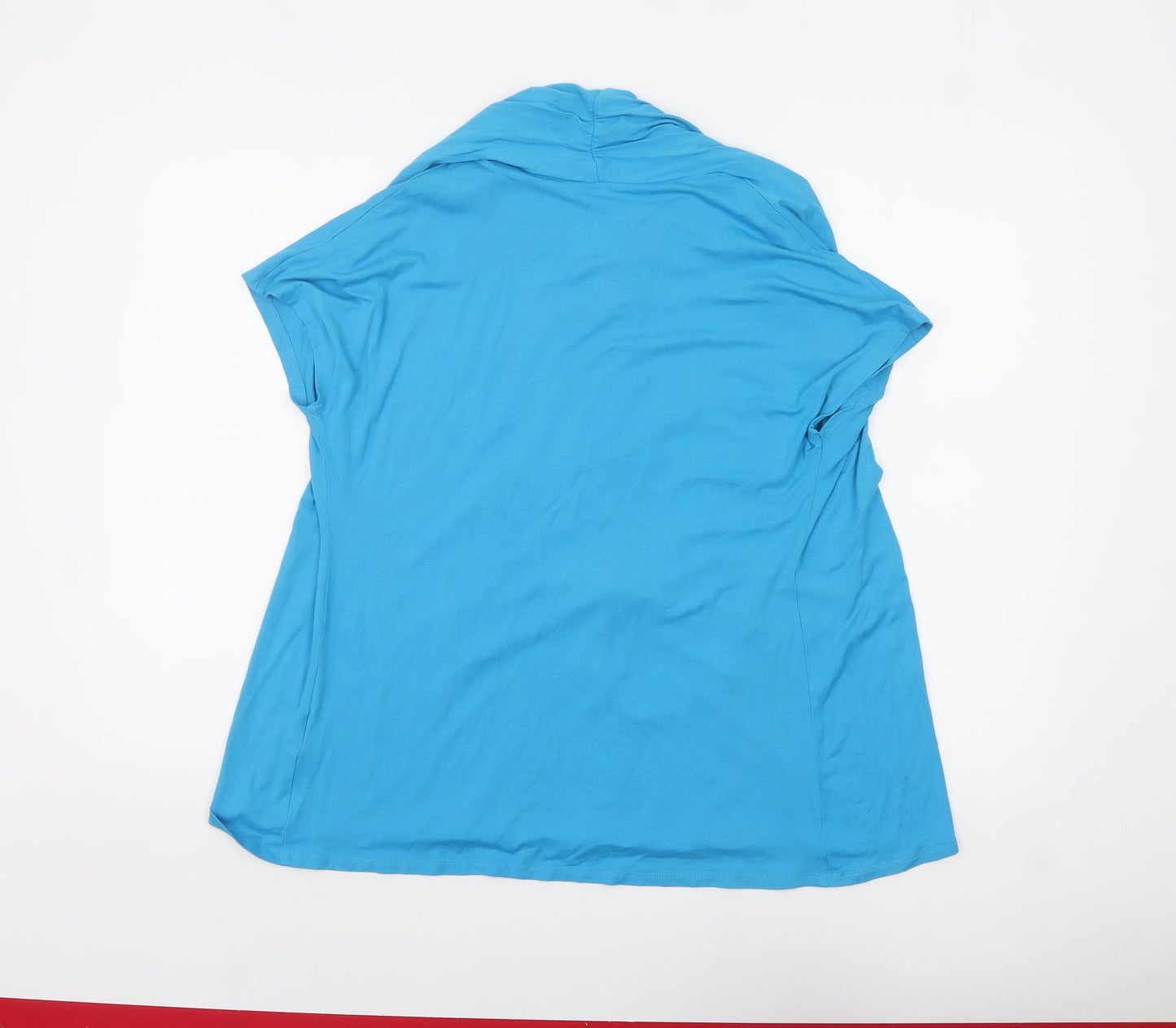 Windsmoor Women Blue Tunic Blouse S V-Neck Short Sleeve