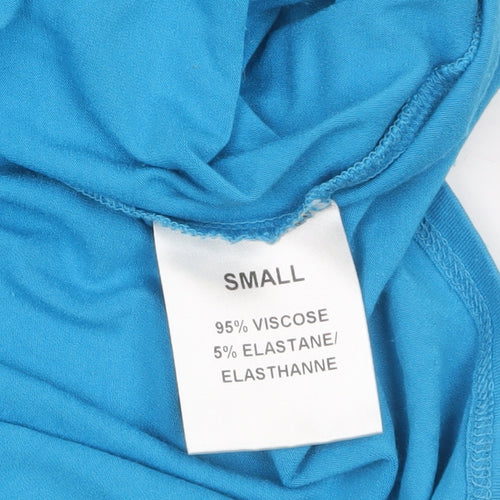 Windsmoor Women Blue Tunic Blouse S V-Neck Short Sleeve