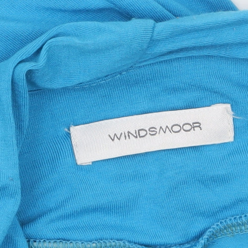 Windsmoor Women Blue Tunic Blouse S V-Neck Short Sleeve